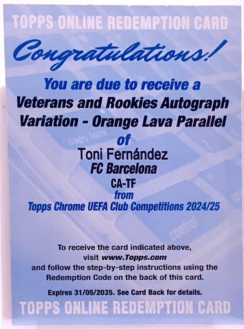 Toni Fernandez [Orange Lava Refractor] #CA-TF