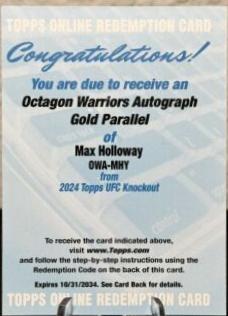 Max Holloway [Gold] #OWA-MHY