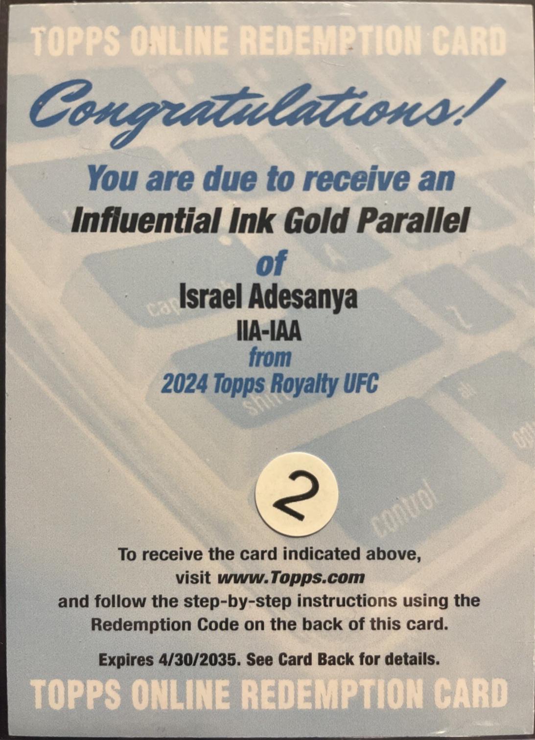 Israel Adesanya [Gold] #IIA-IAA