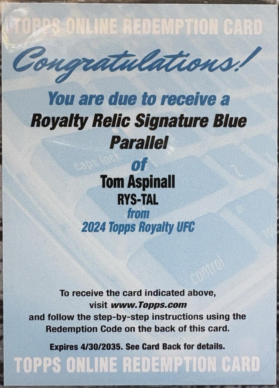 Tom Aspinall [Blue] #RYS-TAL