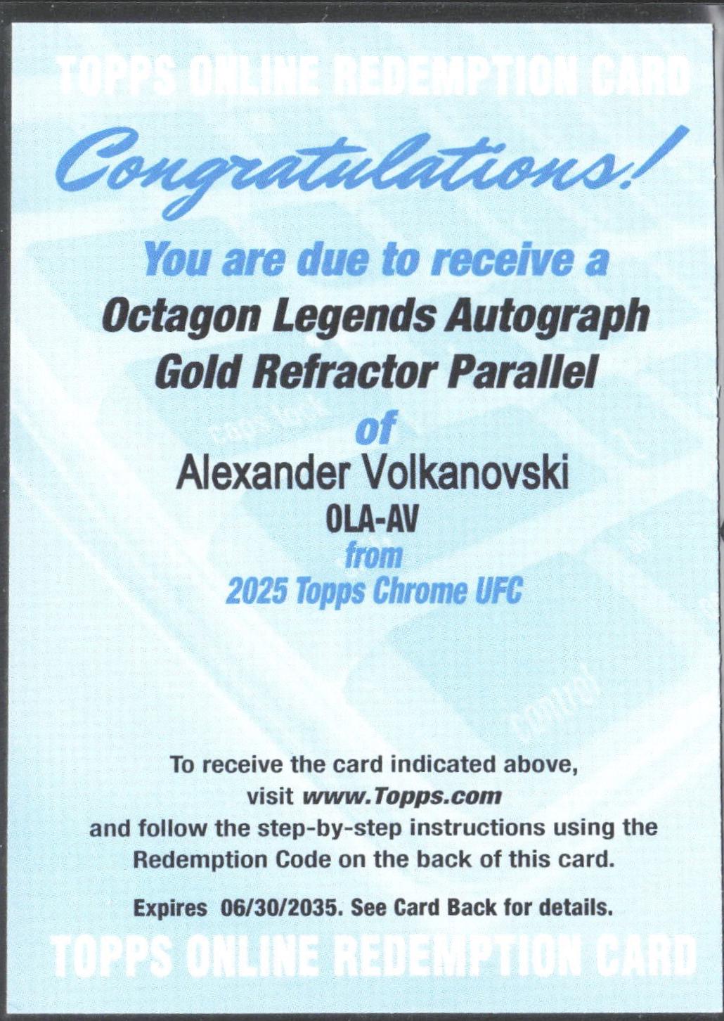 Alexander Volkanovski [Gold Refractor] #OLA-AV