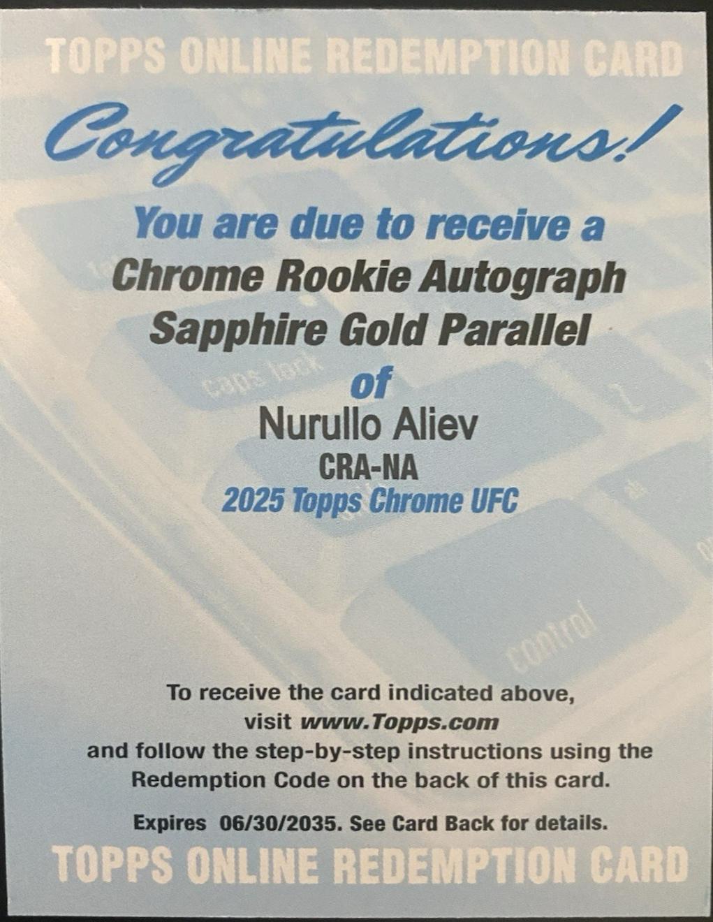 Nurullo Aliev [Gold Sapphire] #CRA-NA