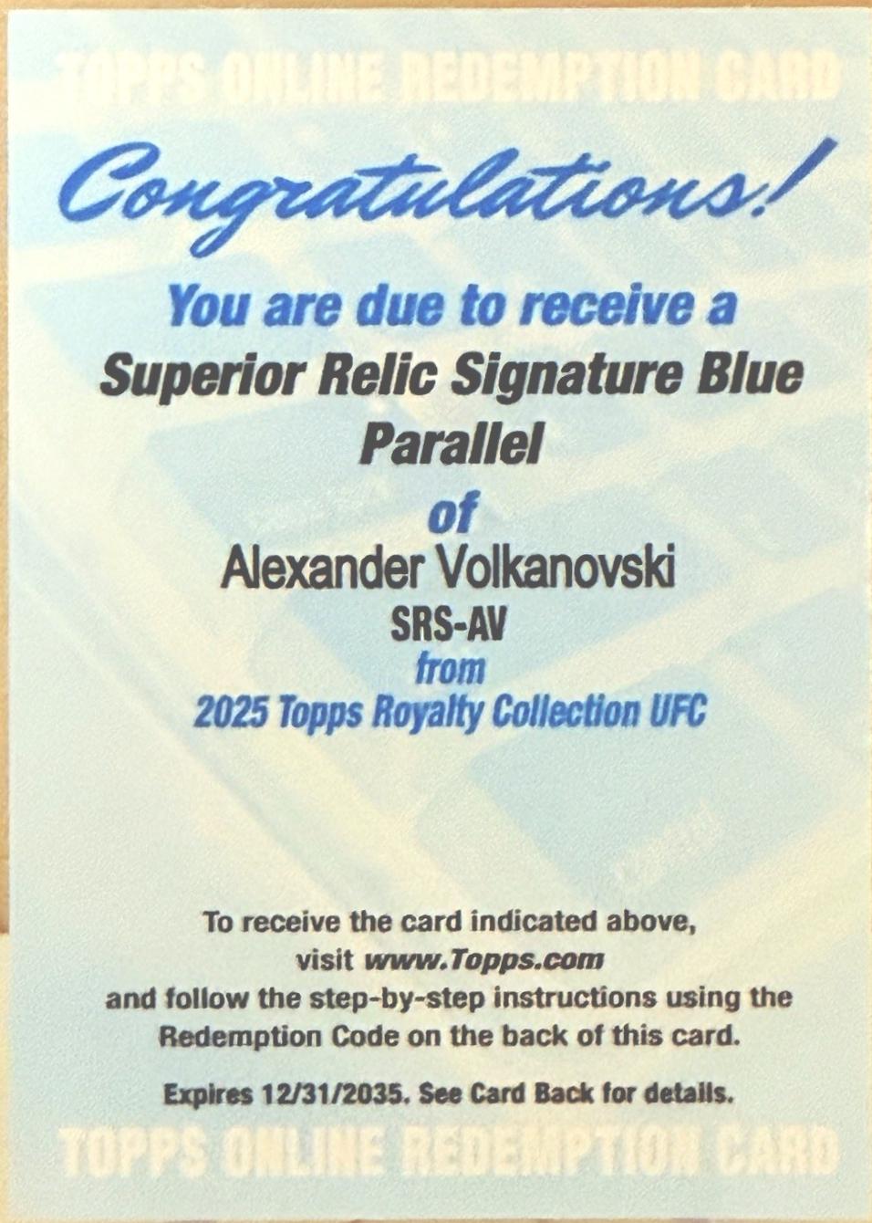 Alexander Volkanovski [Blue] #SRS-AV