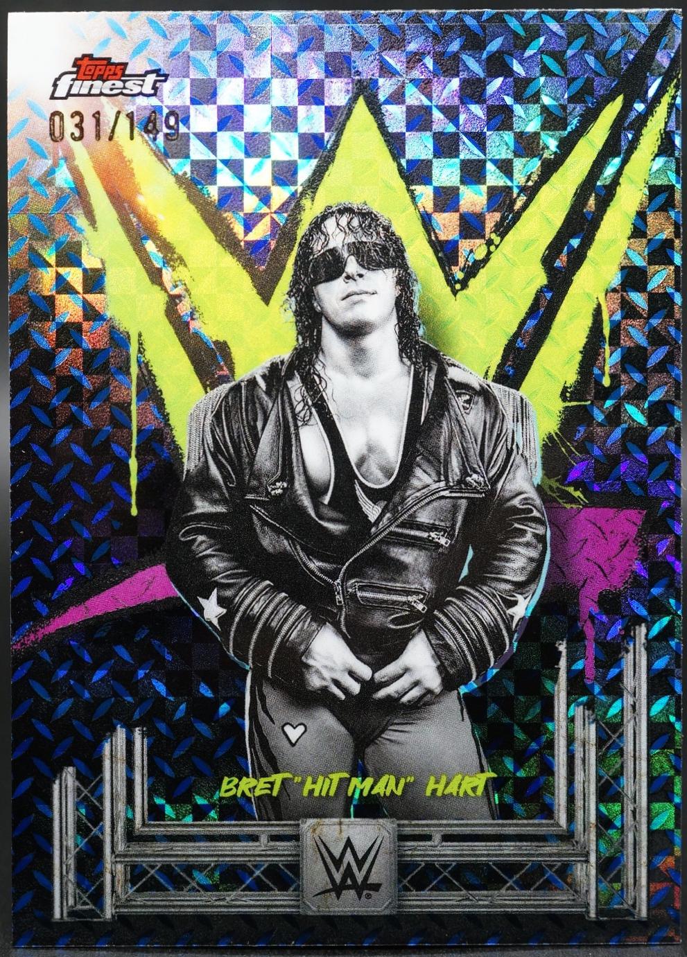 Bret Hit Man Hart [Blue Checkerboard Refractor] #5