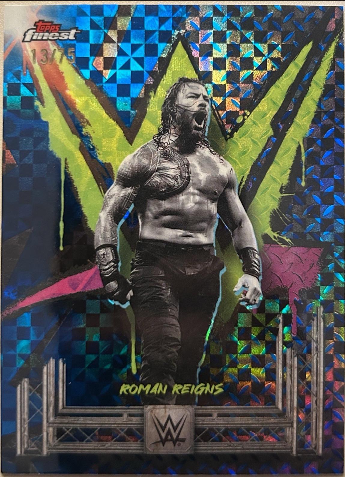 Roman Reigns [Blue Checkerboard Refractor] #101