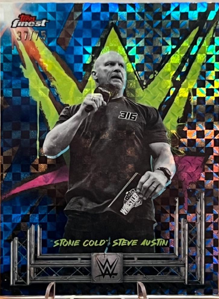 Stone Cold Steve Austin [Blue Checkerboard Refractor] #102