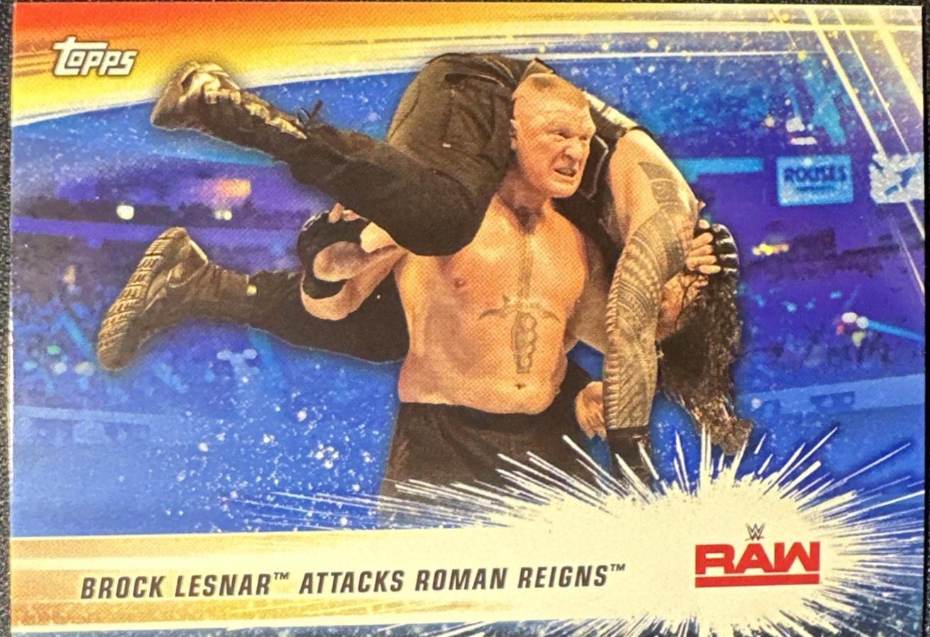 Brock Lesnar Attacks Roman Reigns [Blue] #91