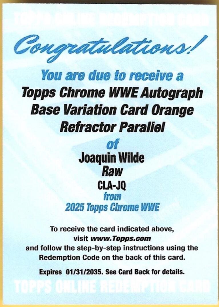 Joaquin Wilde [Orange Refractor] #CLA-JQ