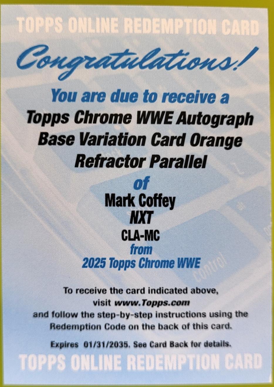 Mark Coffey [Orange Refractor] #CLA-MC