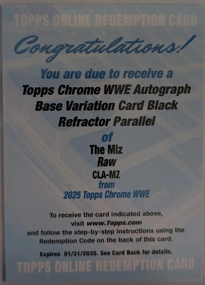 The Miz [Black Refractor] #CLA-MZ