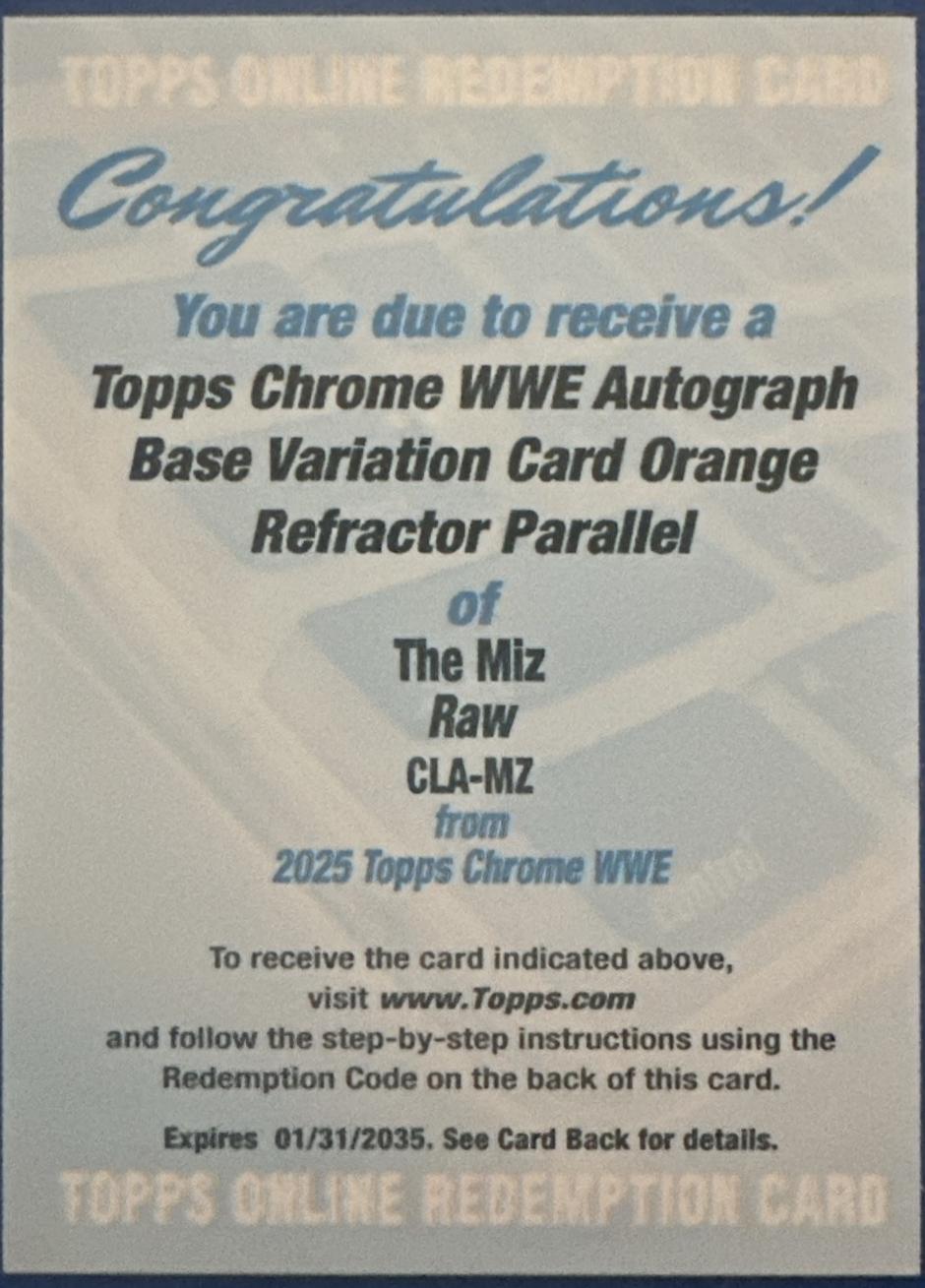 The Miz [Orange Refractor] #CLA-MZ