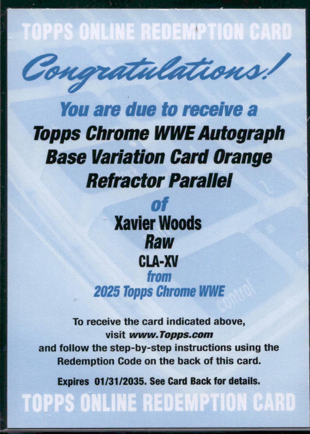 Xavier Woods [Orange Refractor] #CLA-XV