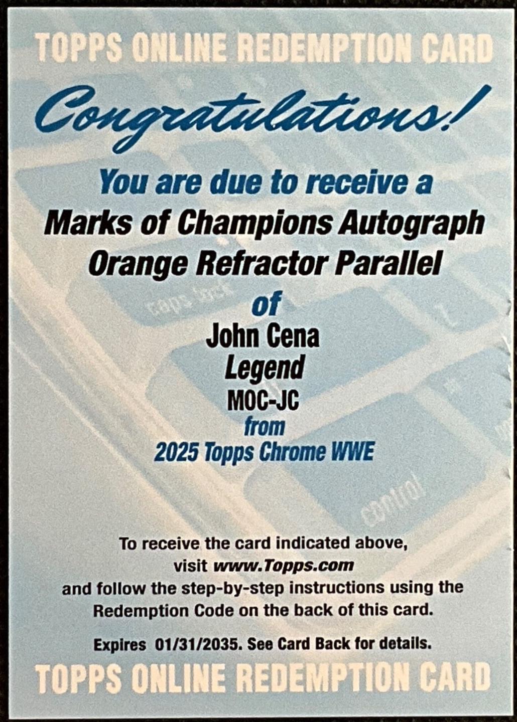 John Cena [Orange Refractor] #MOC-JC