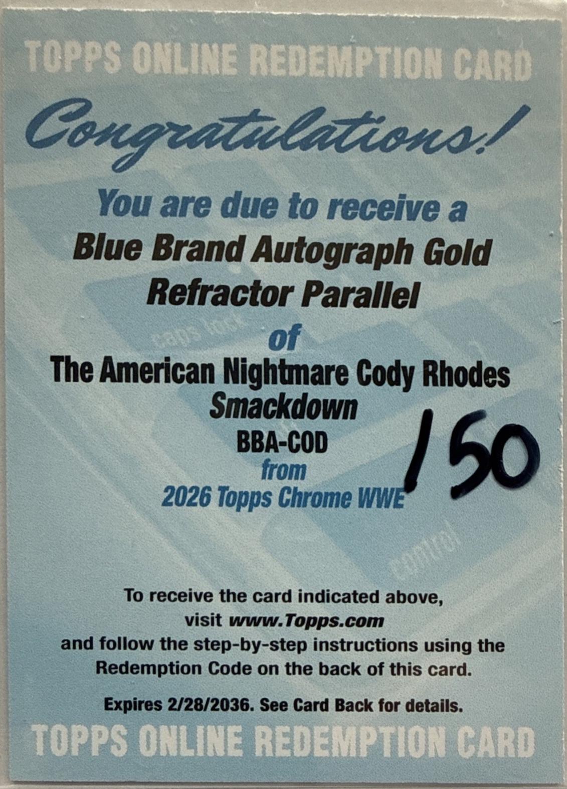 The American Nightmare Cody Rhodes [Gold Refractor] #BBA-COD
