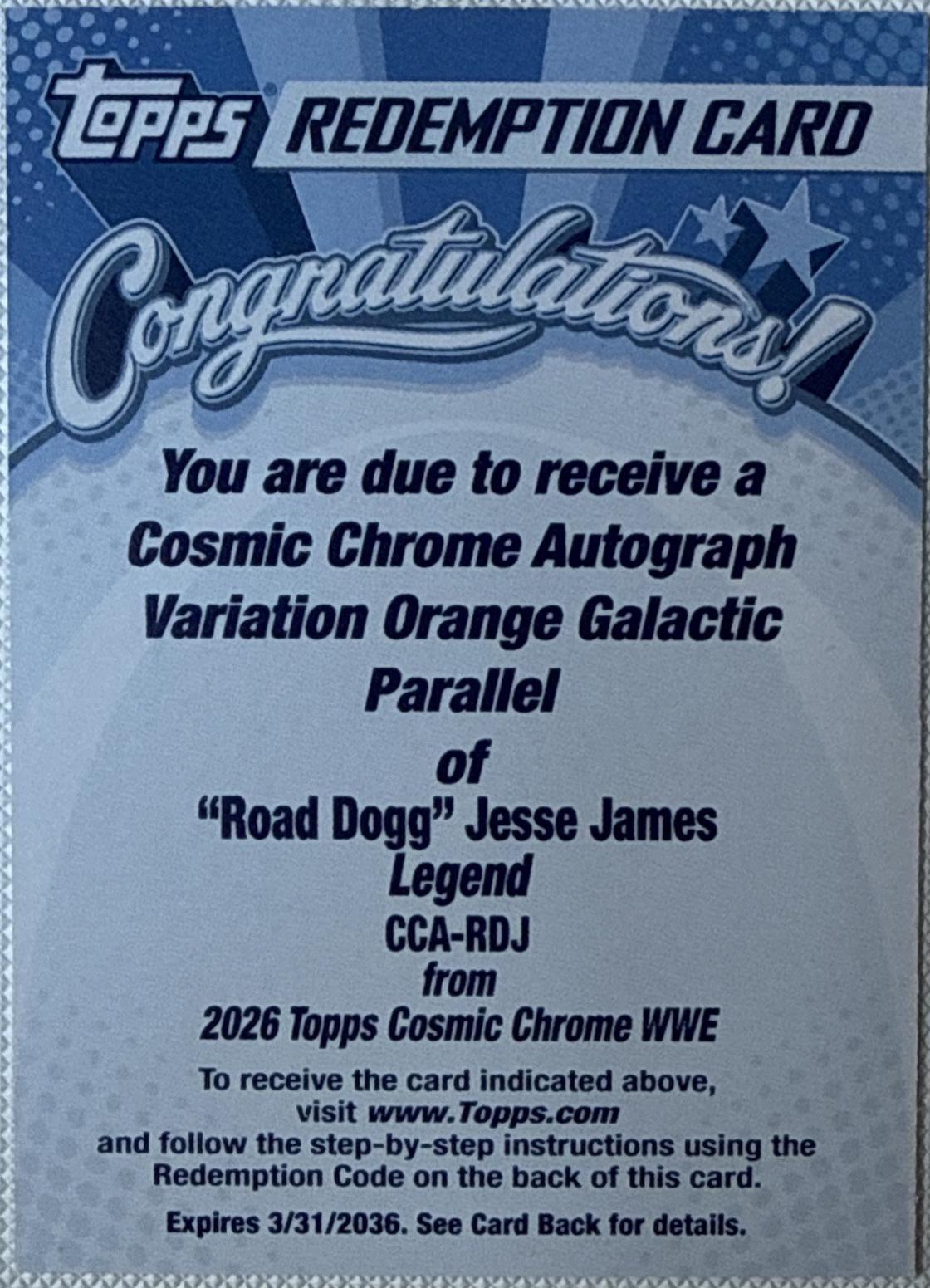 Road Dogg Jesse James [Orange Galactic] #CCA-RDJ