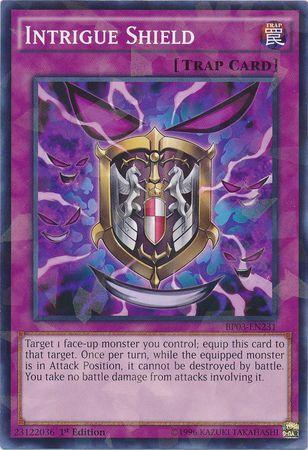 Intrigue Shield [Shatterfoil Rare 1st Edition] BP03-EN231