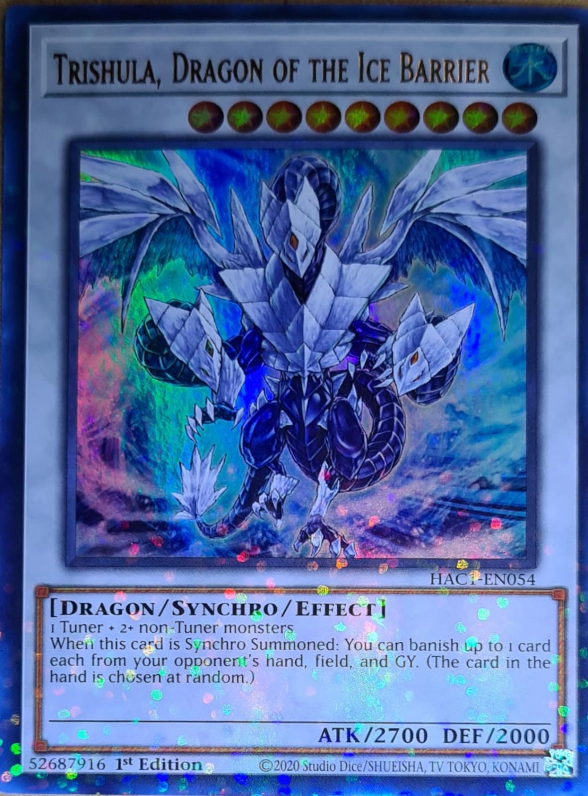 Trishula, Dragon of the Ice Barrier [Star Foil 1st Edition] HAC1-EN054
