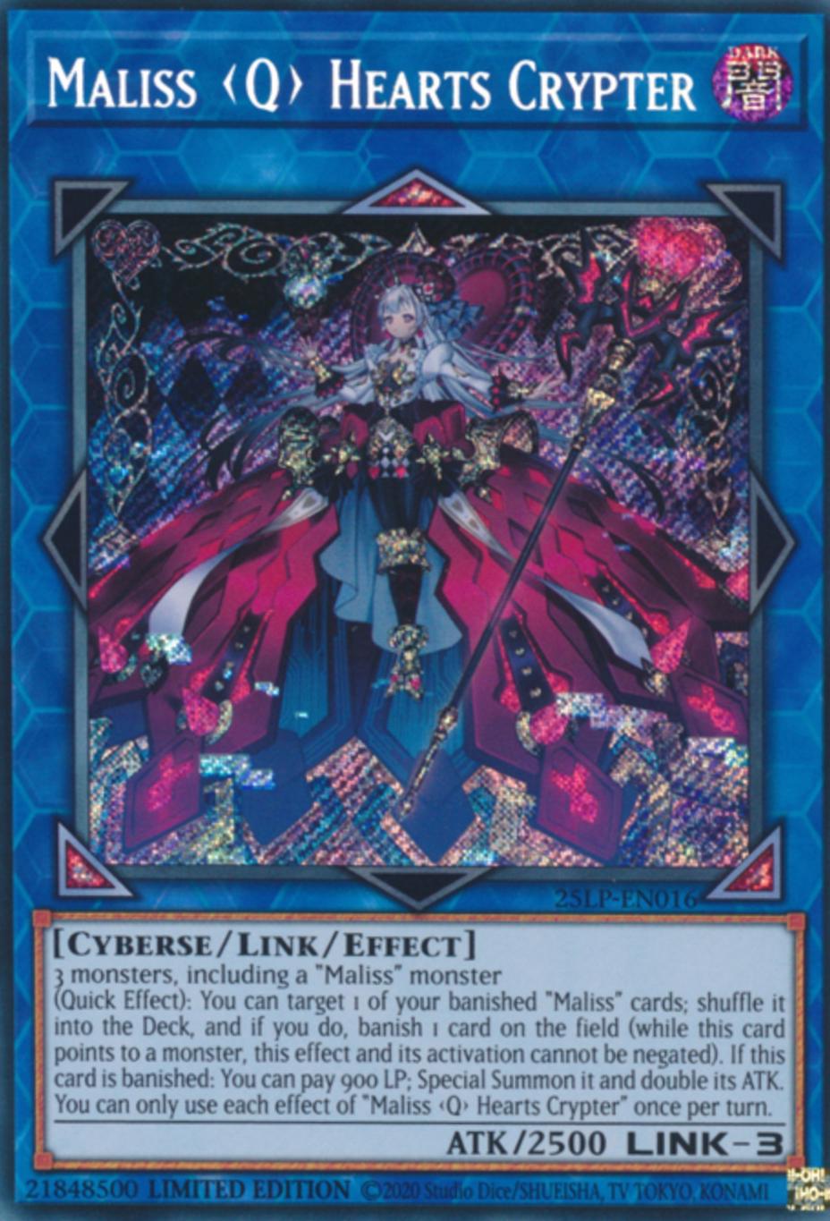 Maliss <Q> Hearts Crypter [Ultra Rare Emblazoned] 25LP-EN016